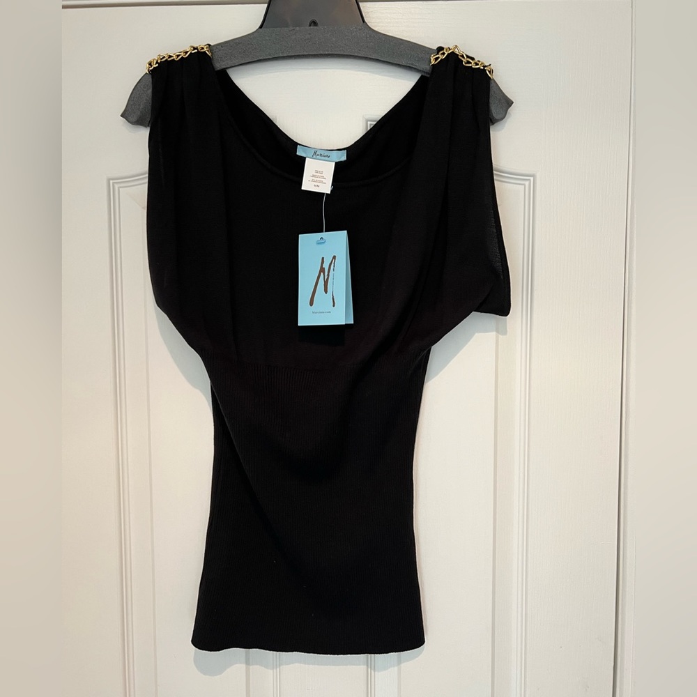 Black gold chain top